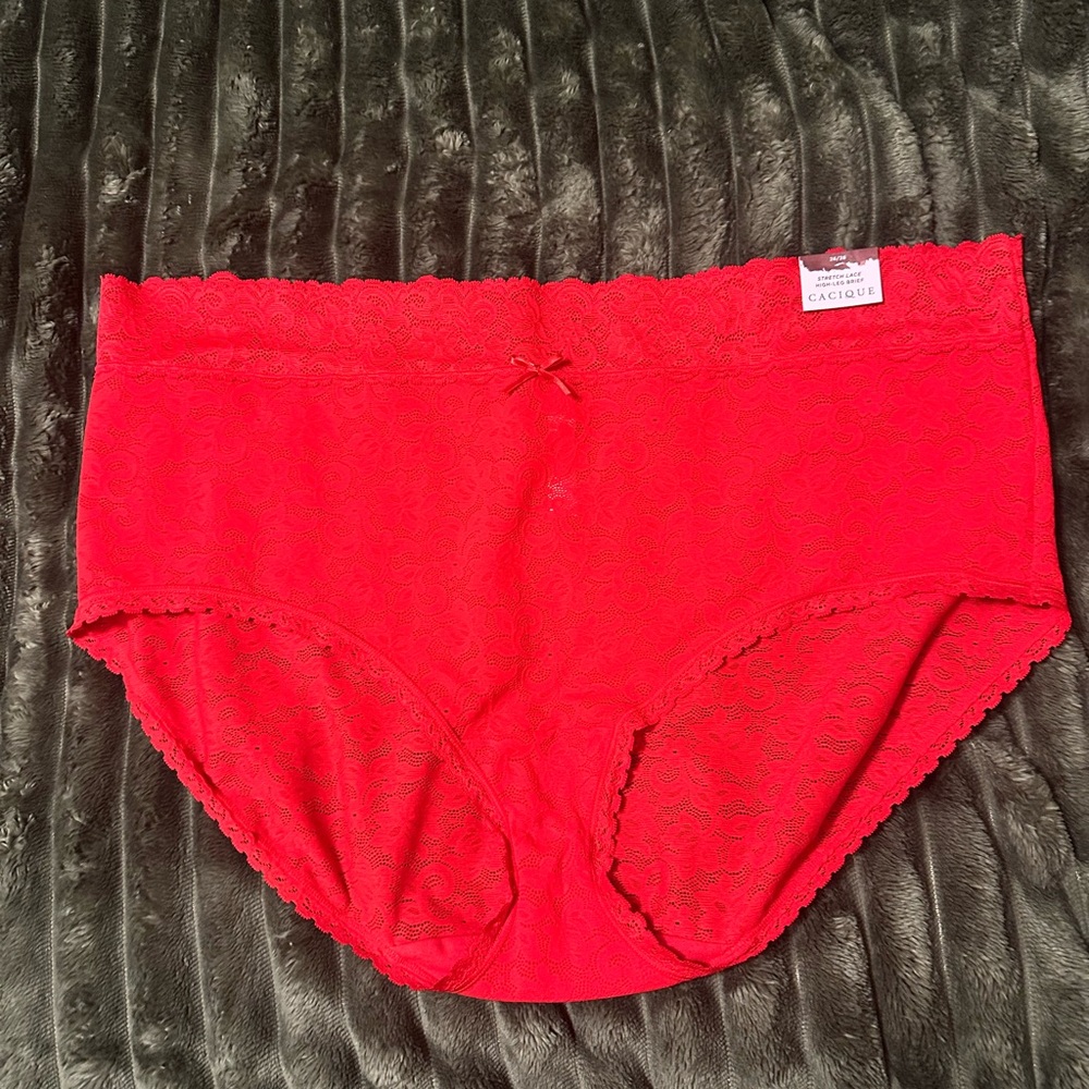 Cacique Stretch Lace High Leg Red Lace Brief